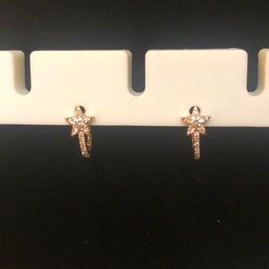 14kt rose gold and diamond huggies / earrings